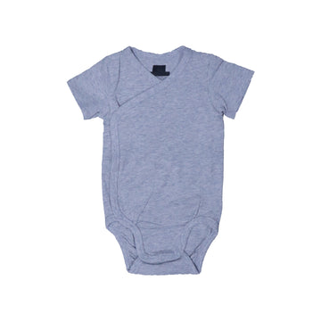 HAZEL GREY PLAIN CROSS BUTTONS HALF BODY HALF SLEEVES ROMPER